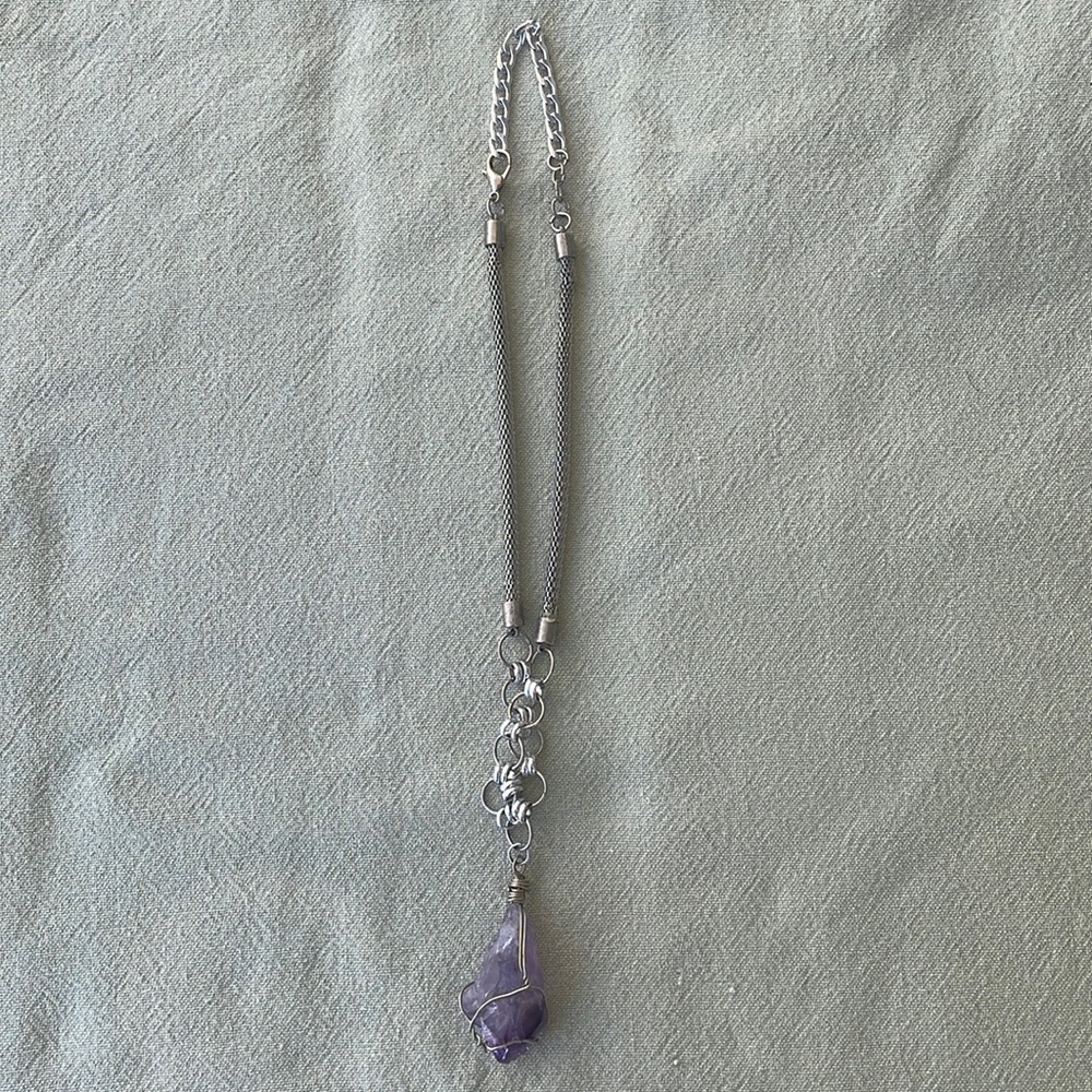 Amethyst stone pendant silver